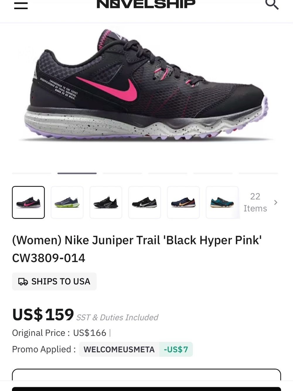 Nike Women’s Black and Hot Pink Athletic Running Shoes